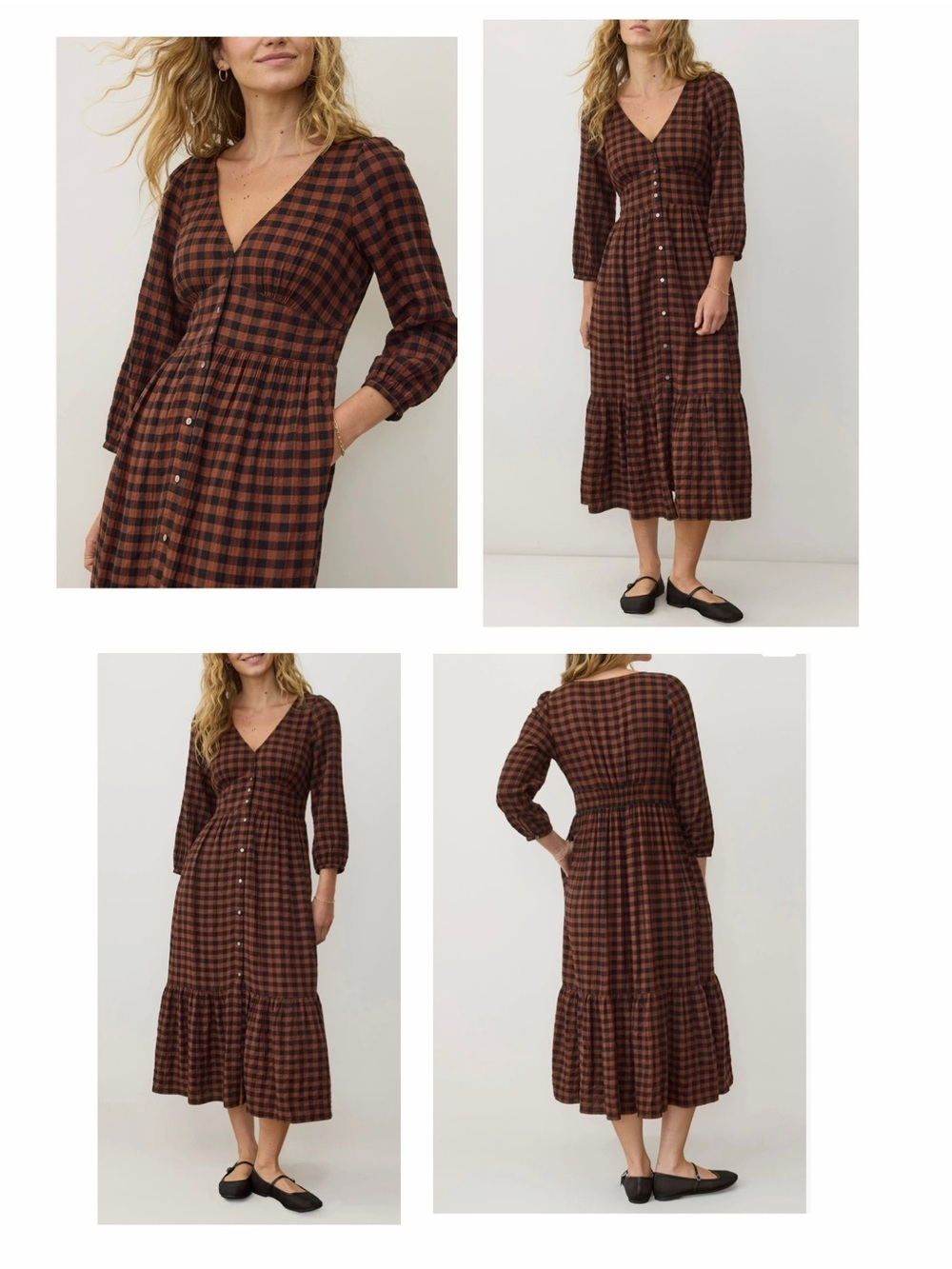 Marine layer Maeve Plaid Long Sleeve Maxi Dress - Picture 1 of 14